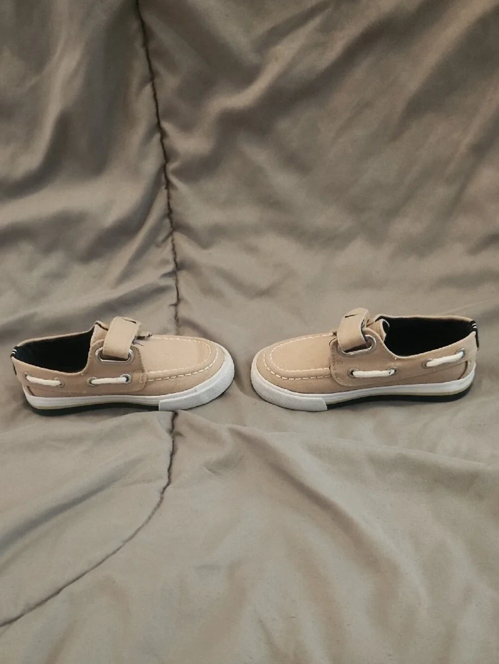 Nautica Tan Kids Boat Shoes with White Soles